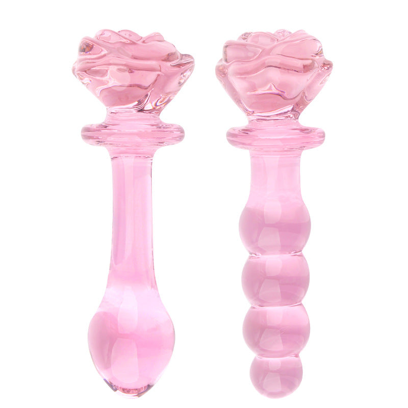 Dildo Glass Pink Rose Beaded 5.6 Inch Hạt Ngọc Đẹp