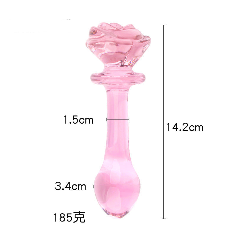 Dildo Glass Pink Rose Beaded 5.6 Inch Hạt Ngọc Đẹp