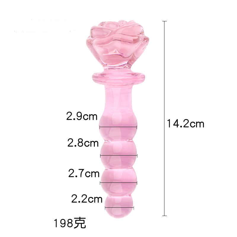 Dildo Glass Pink Rose Beaded 5.6 Inch Hạt Ngọc Đẹp