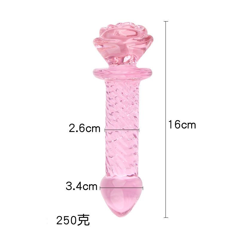 Dildo Glass Pink Rose Beaded 5.6 Inch Hạt Ngọc Đẹp