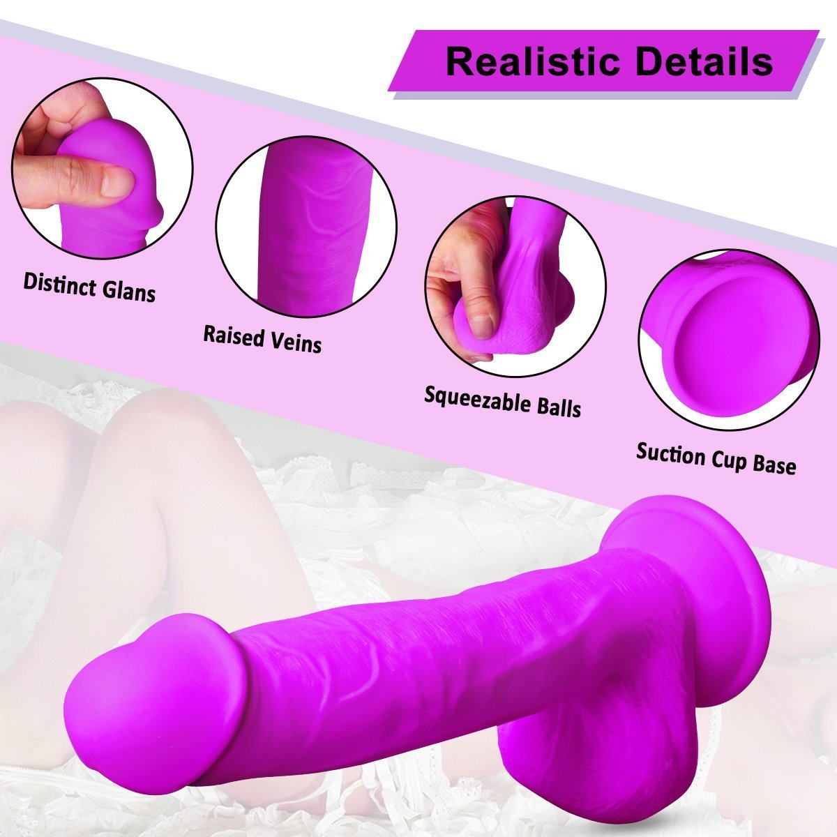 Dildo Hồng 9.5Inch Siêu Mềm Lắc Lư Thật