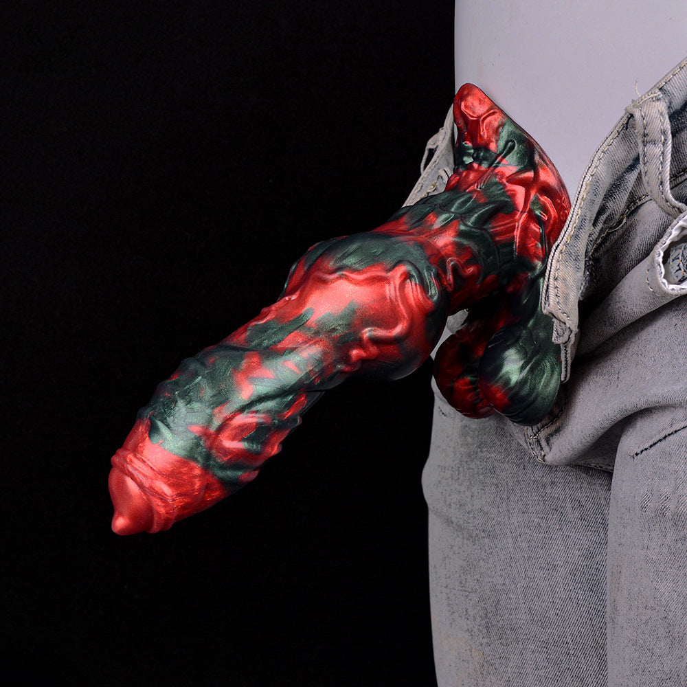 Dildo Chó Fantasy Đen Đỏ 21cm Gân Lớn Hấp Dẫn