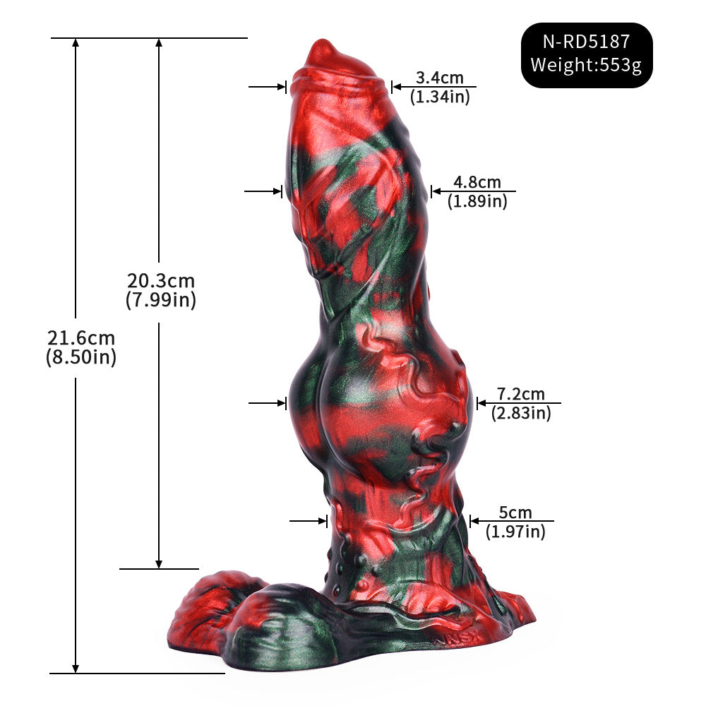 Dildo Chó Fantasy Đen Đỏ 21cm Gân Lớn Hấp Dẫn