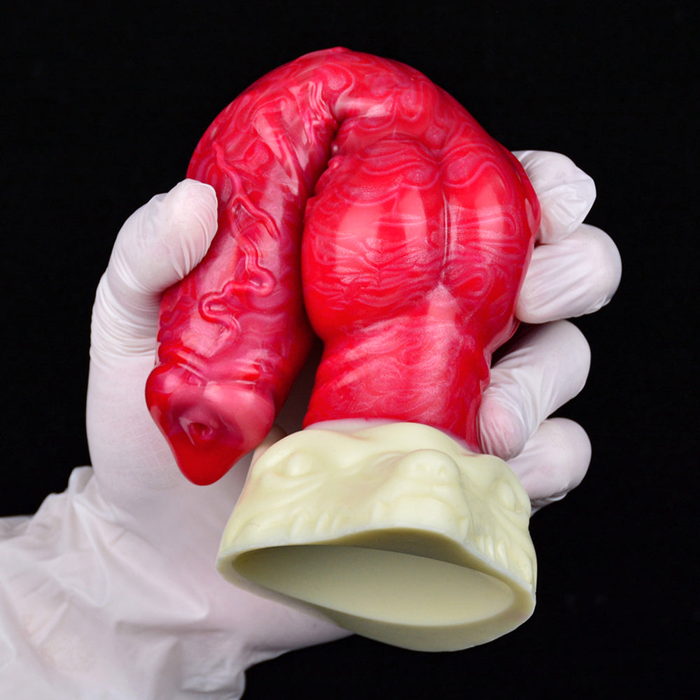 Dương vật chó fake 18cm silicon mạnh mẽ hoa văn sướng điên