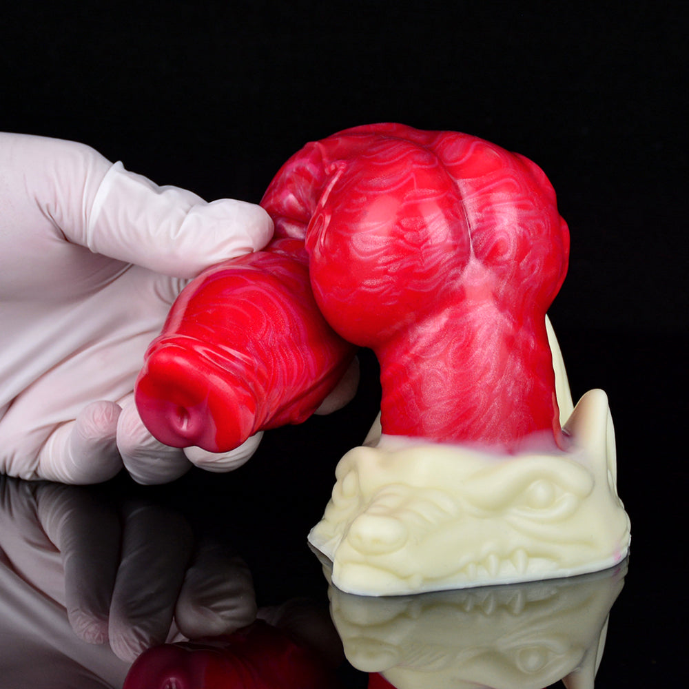 Dương vật chó fake 18cm silicon mạnh mẽ hoa văn sướng điên