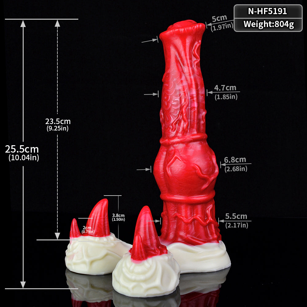 Dildo Ngựa Đỏ 25cm Nanh Vuốt Đáy Lớn Mạnh