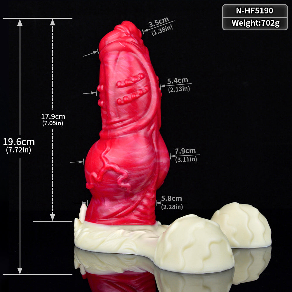 Dog Dildo 7 inch ball knot đỏ dày 7.9cm siêu thực fantasy