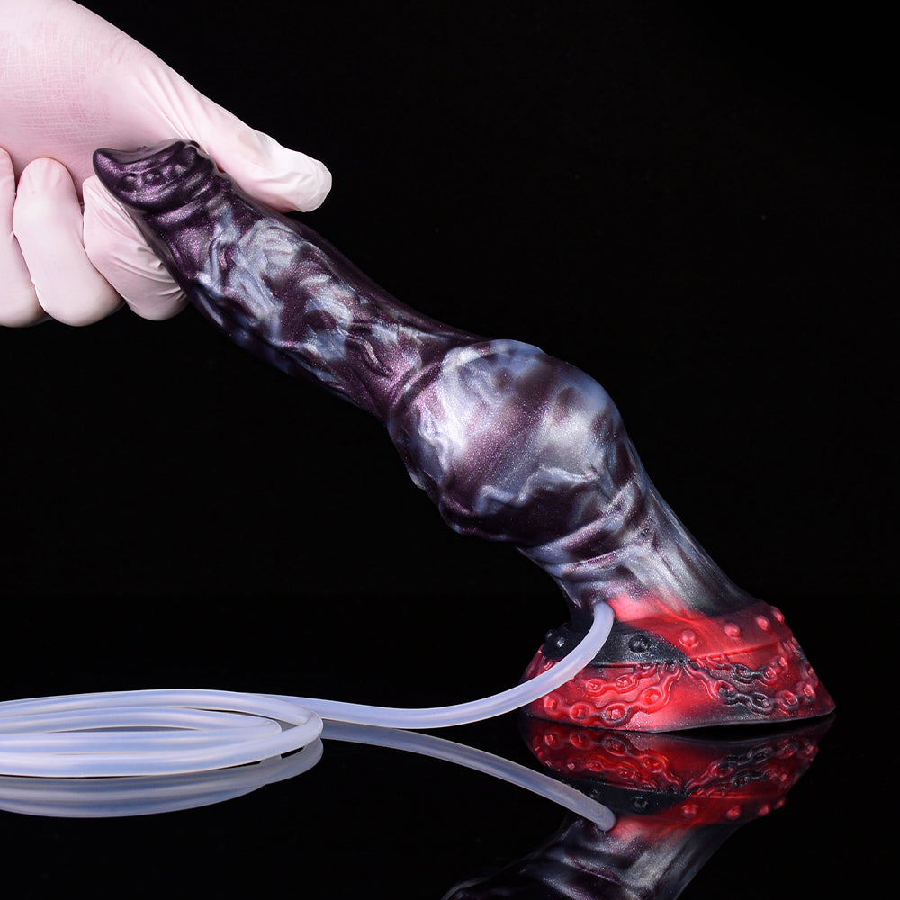 7 Inch Dog Knot Dildo Tím Trắng Bắn Tinh Sướng Rơn