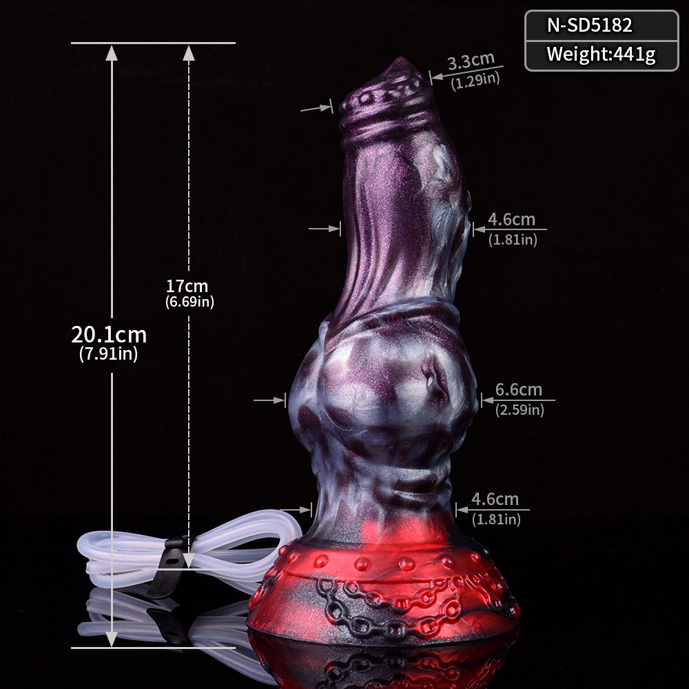 7 Inch Dog Knot Dildo Tím Trắng Bắn Tinh Sướng Rơn