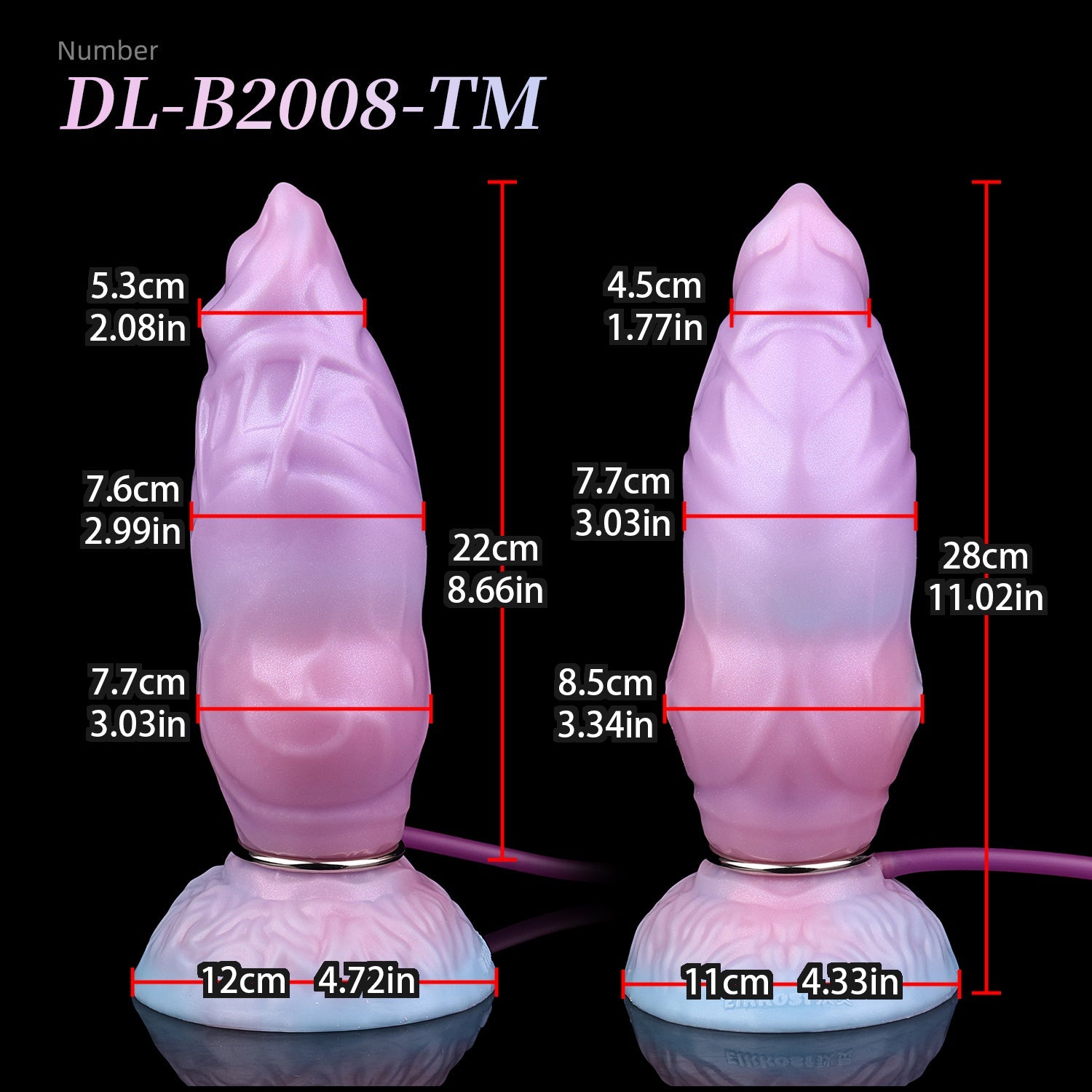 Mecha Wolf Dildo 9 Inch Bơm Phồng Hồng Tím Fantasy
