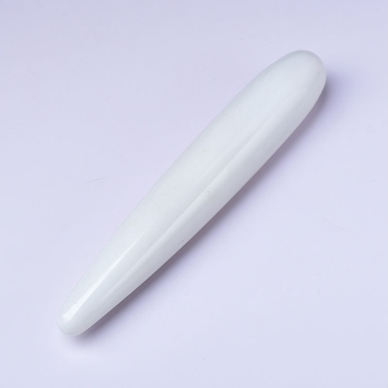 White Crystal Cone Dildo Massage Hai Đầu