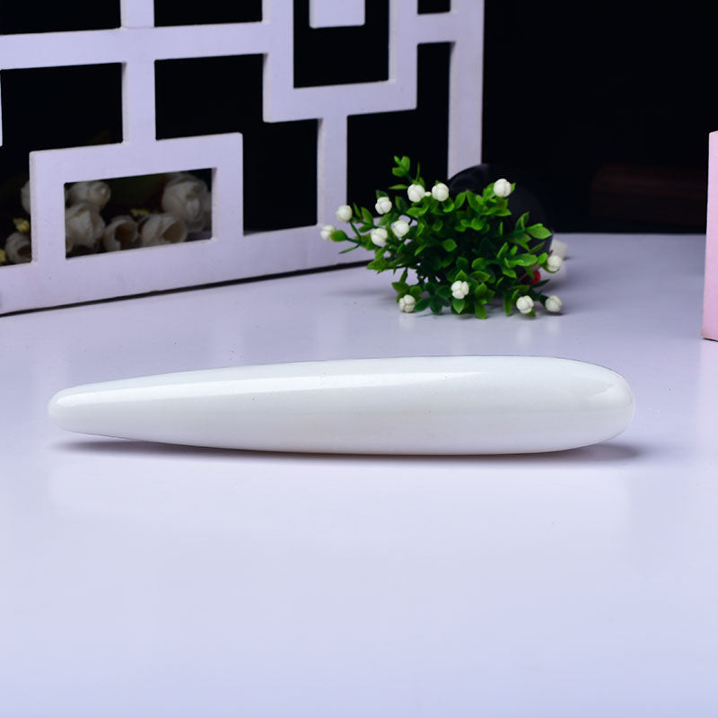 White Crystal Cone Dildo Massage Hai Đầu