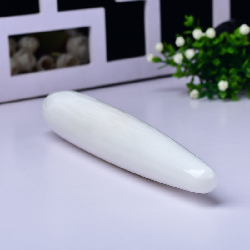 White Crystal Cone Dildo Massage Hai Đầu