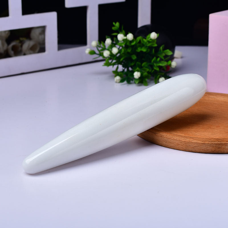 White Crystal Cone Dildo Massage Hai Đầu