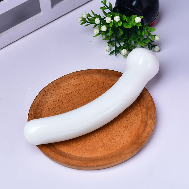 White Aventurine Dildo Thạch Anh Cong Thỏa Mãn Sâu