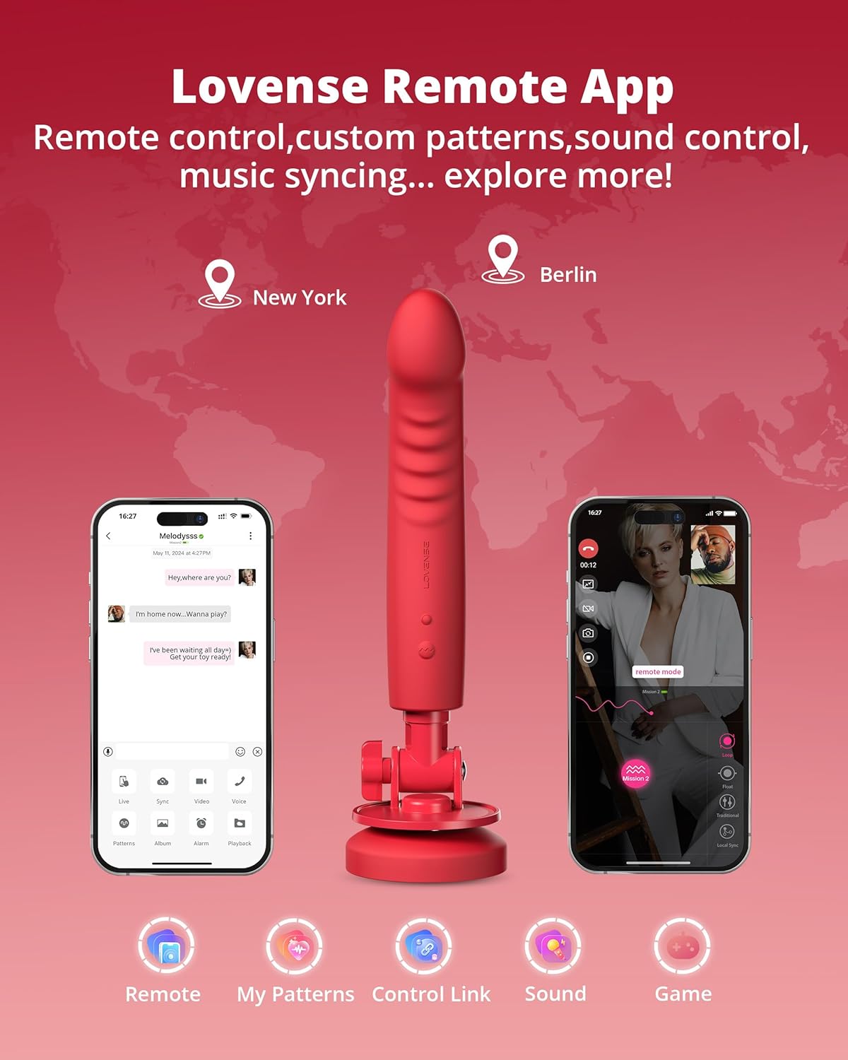 Lovense Mission 2 Dildo Rung Cảm Ứng Suction Cup