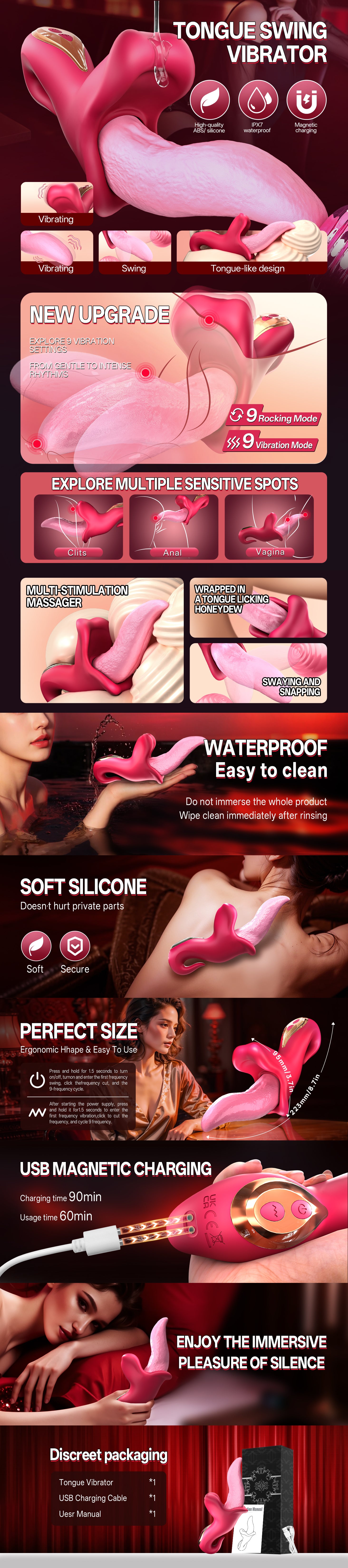 Tongue Swing Lưỡi Lick Vib 9 Chế Độ Massage Phụ Nữ Cao Cấp