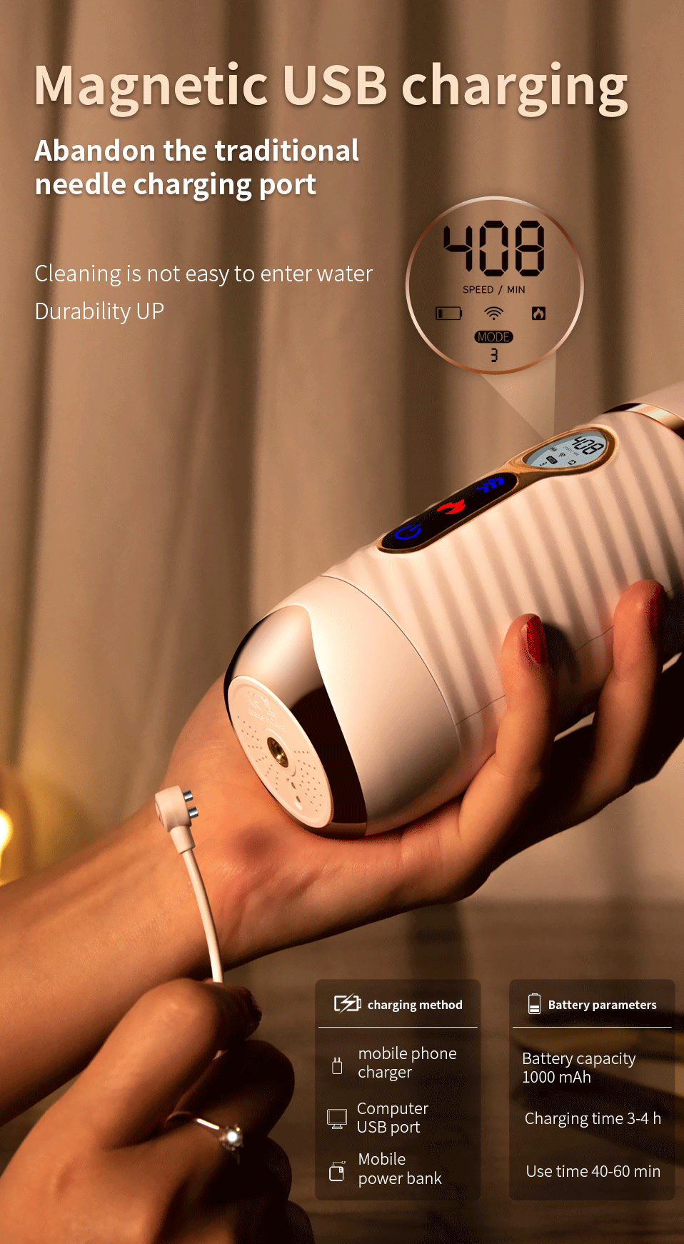 JEUSN R40 Sex Machine 408 RPM Phụ Nữ Rung Mạnh Mãnh Liệt