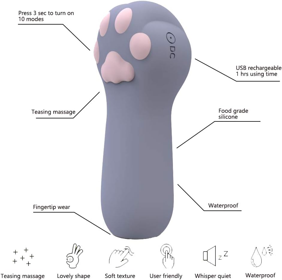 Máy rung vuốt mèo ngực dễ thương 10 mức massage đỉnh cao