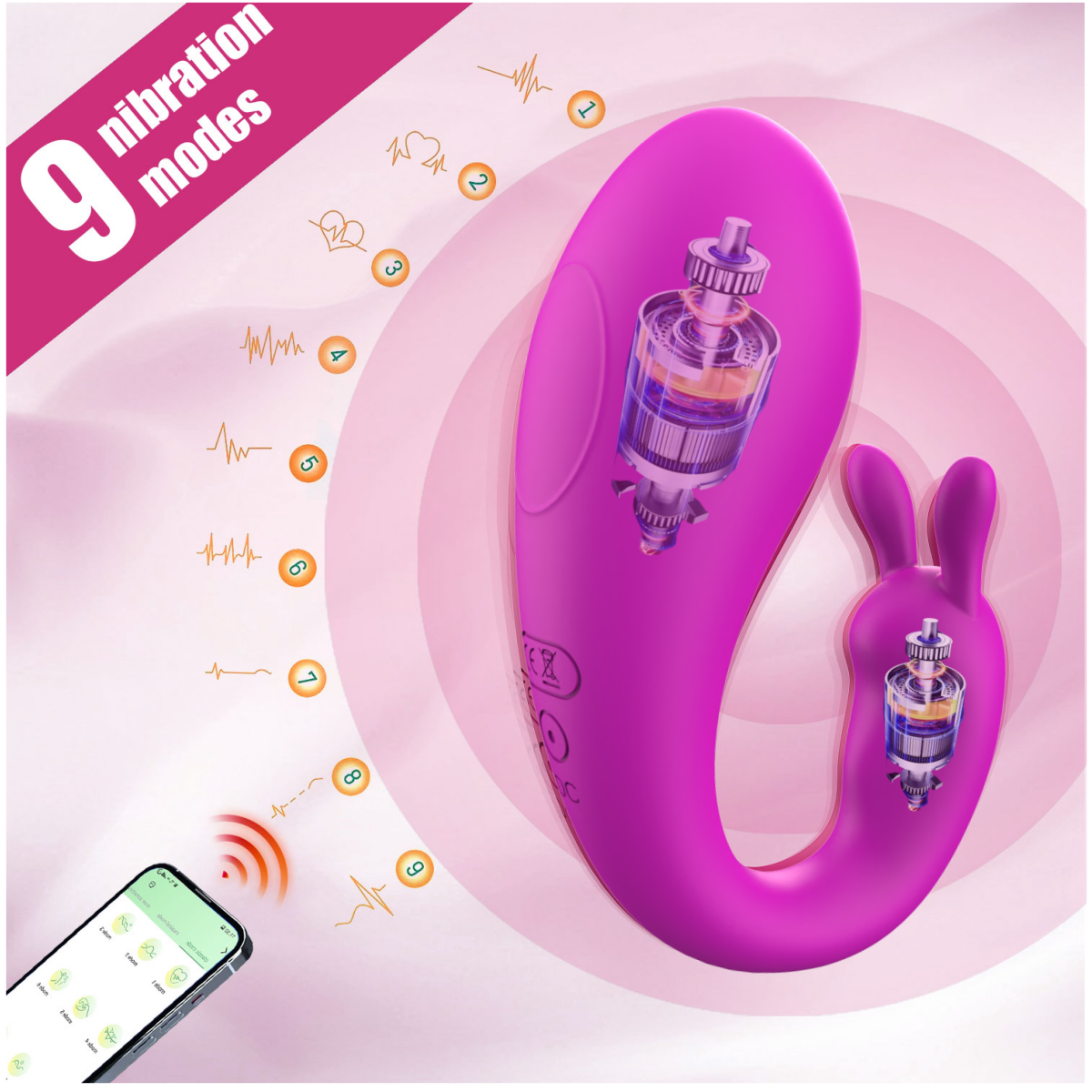 Vibe Đeo Động Cơ Đôi App Xa 9 Chế Độ Siêu Thỏa Mãn