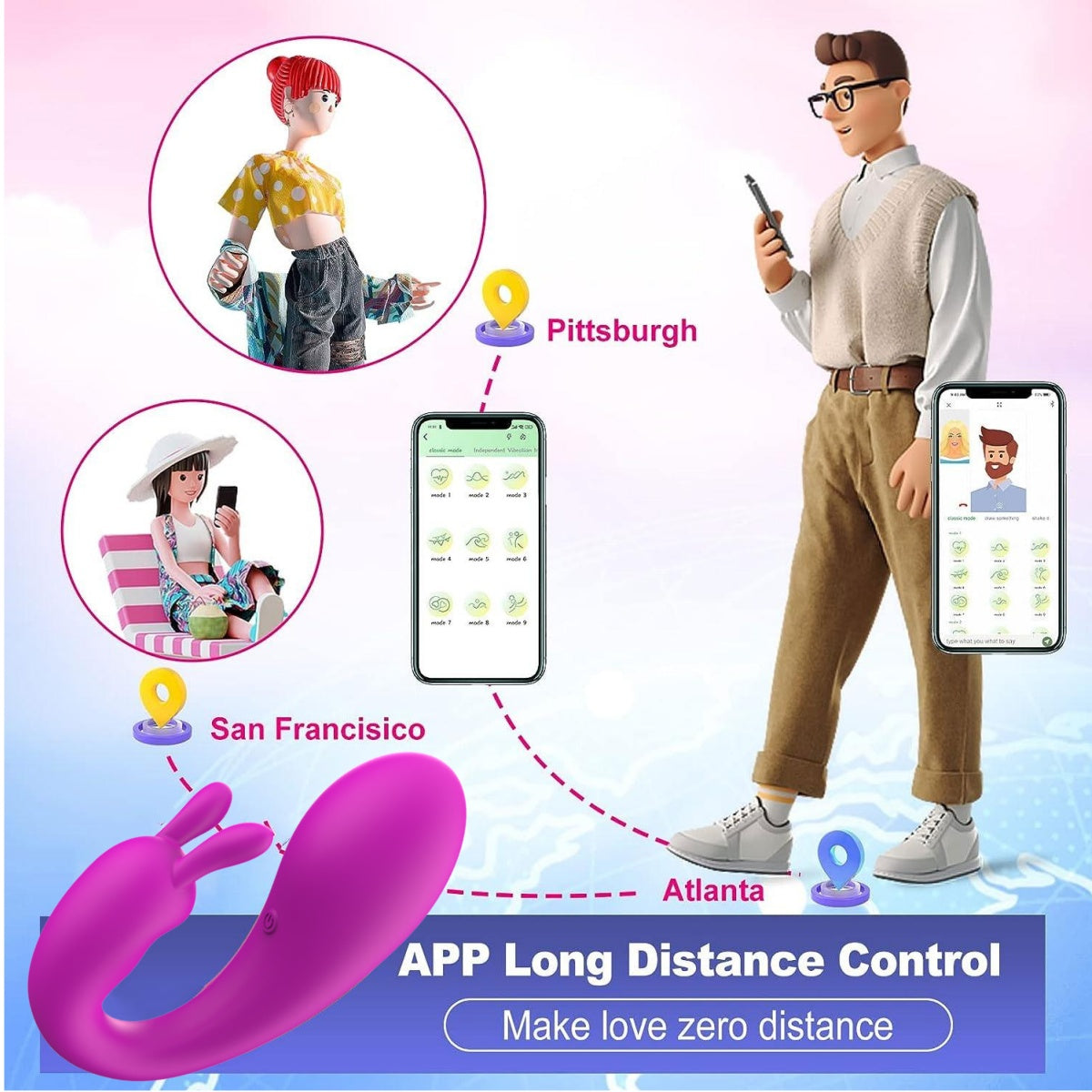 Vibe Đeo Động Cơ Đôi App Xa 9 Chế Độ Siêu Thỏa Mãn