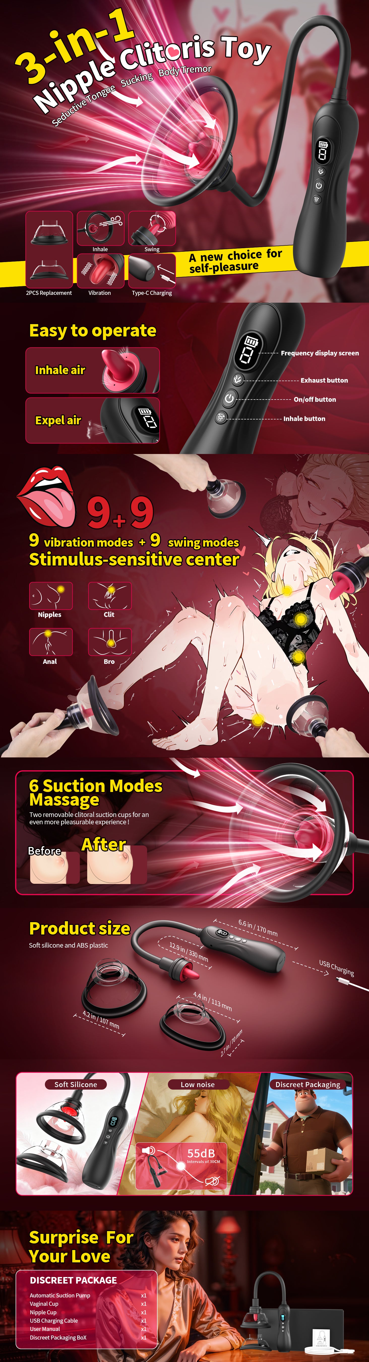 Tongue Licker Sucker Mút Núm Âm Vật Mạnh Siêu Thú