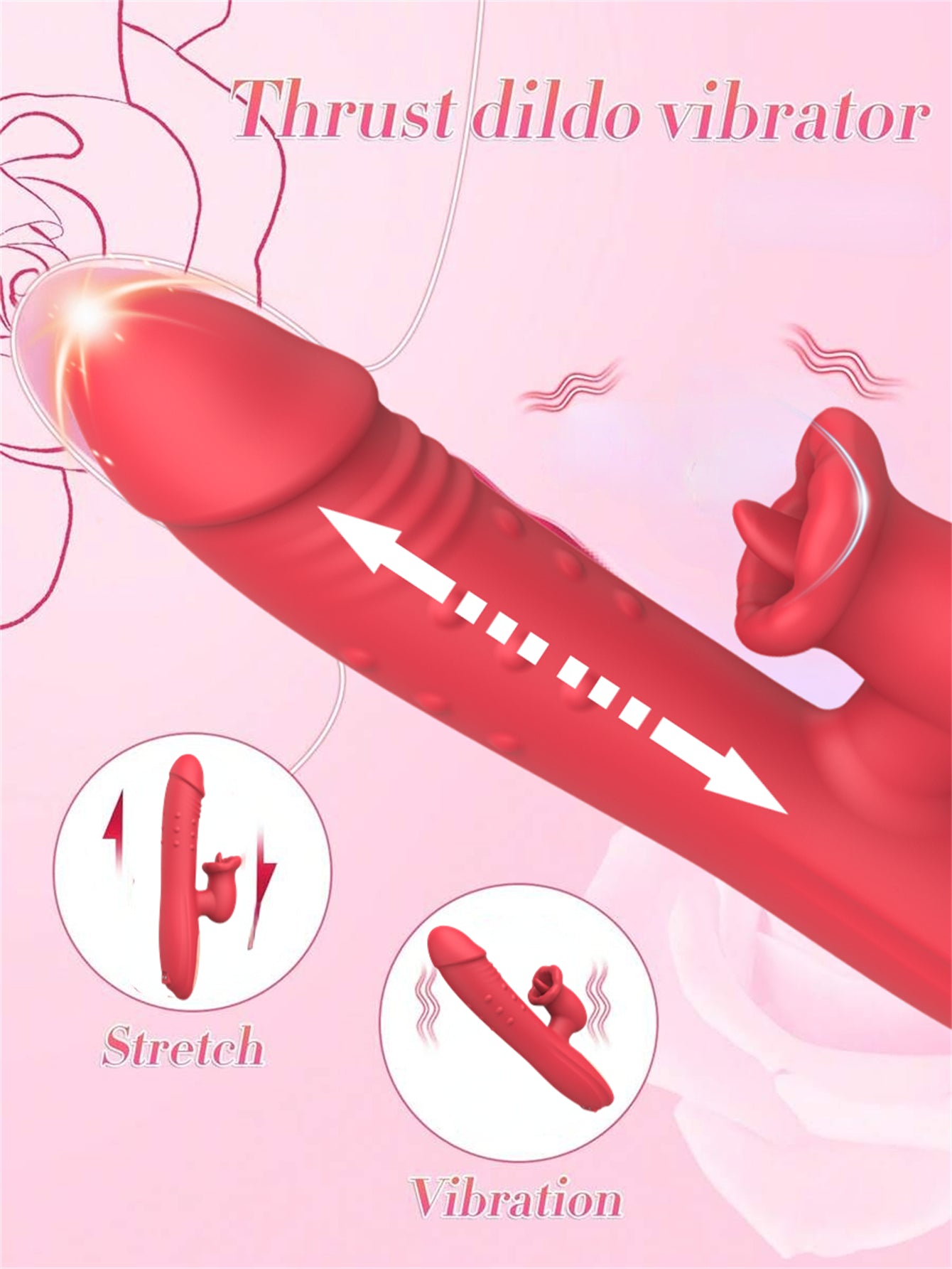 Dildo Vibro Thrust Liếm 10 Mode Clit Đỉnh