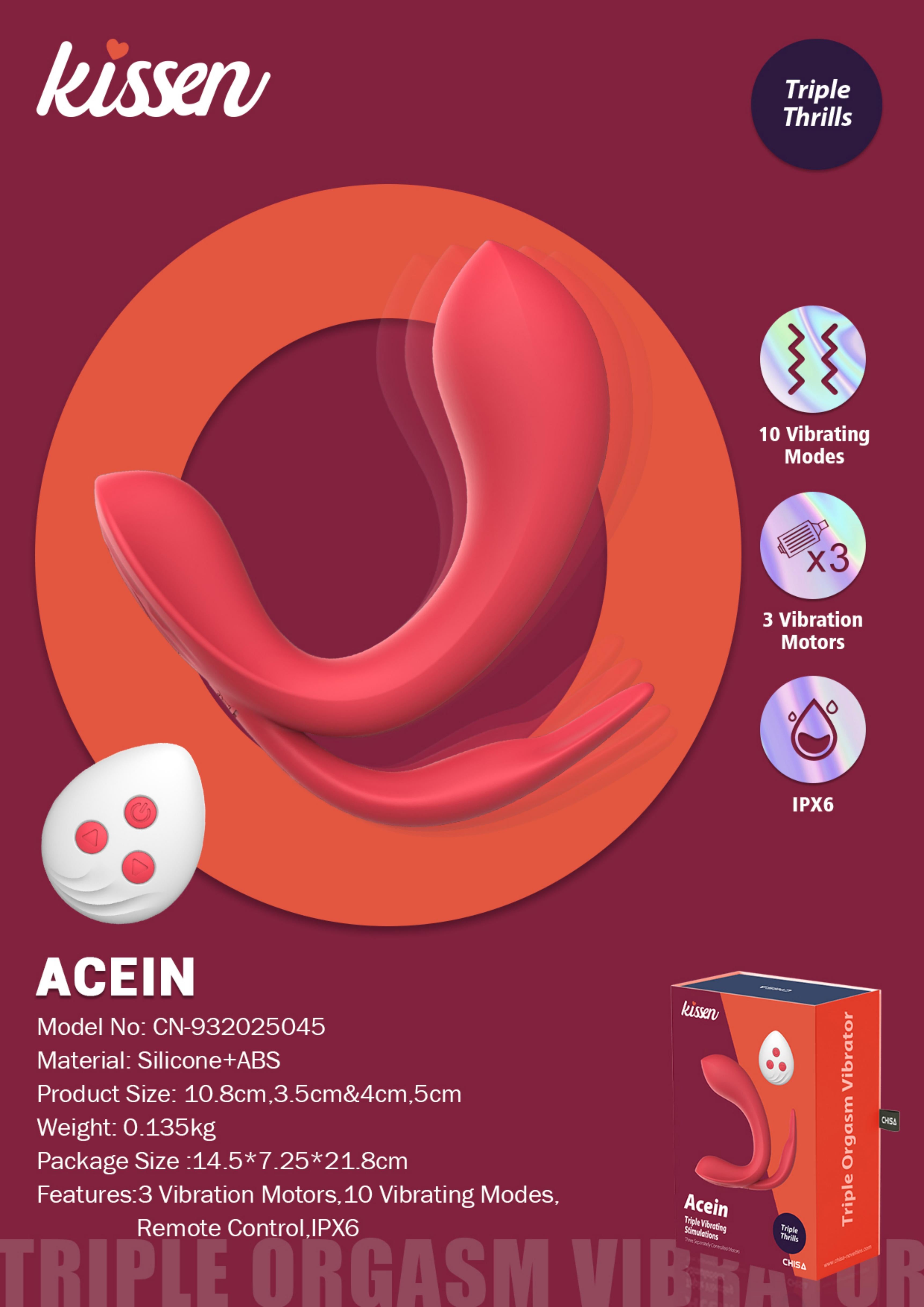 Kissen Acein Vibro Lót Remote G-Spot Điên Cuồng