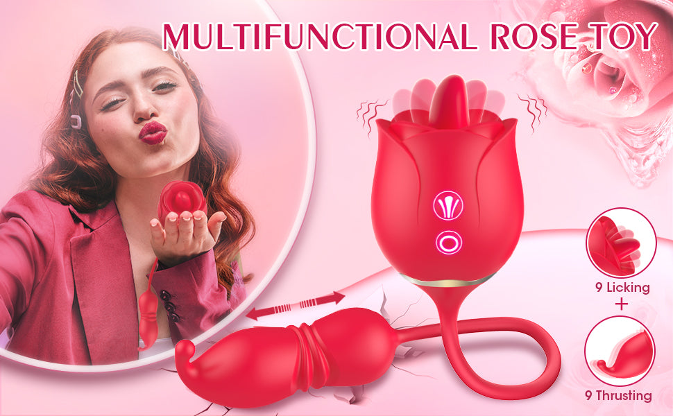 Rose Toy Vibrator Liếm Đâm G-Spot Hút Cực Khoái