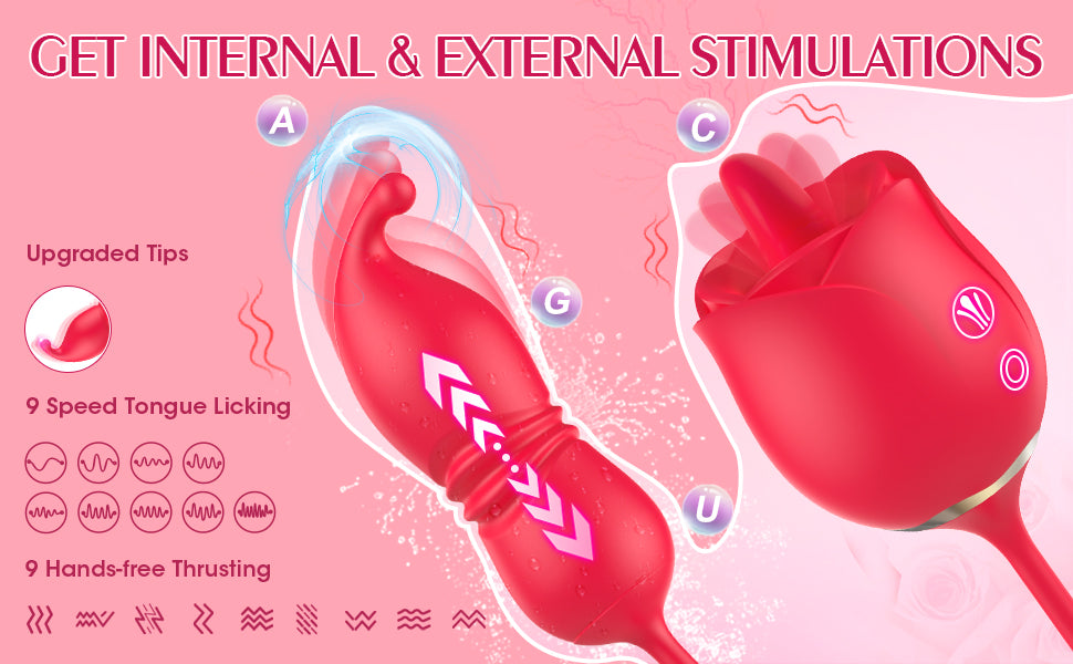 Rose Toy Vibrator Liếm Đâm G-Spot Hút Cực Khoái
