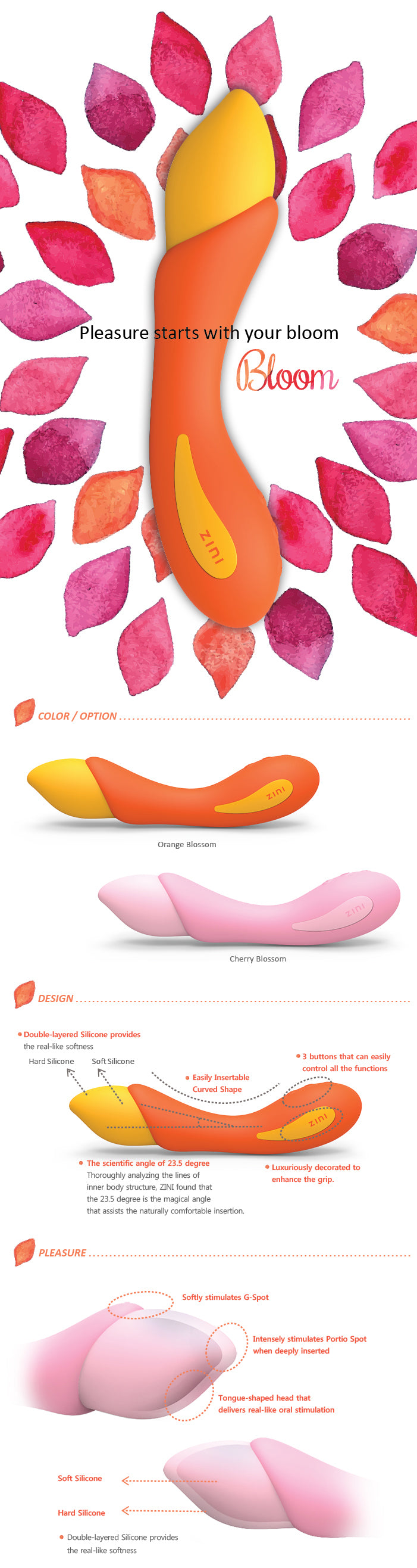 Zini Bloom G-Spot Rung Sưởi 23.5° Thoải Mái Đỉnh Cao