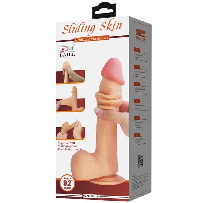 Baile Sliding Skin Dildo Da Trượt 23.4cm Thực Tế Siêu Mềm