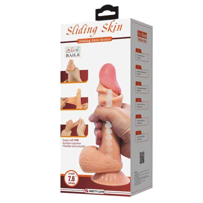 Baile Sliding Skin Dildo 19.4cm Da Trượt Thật