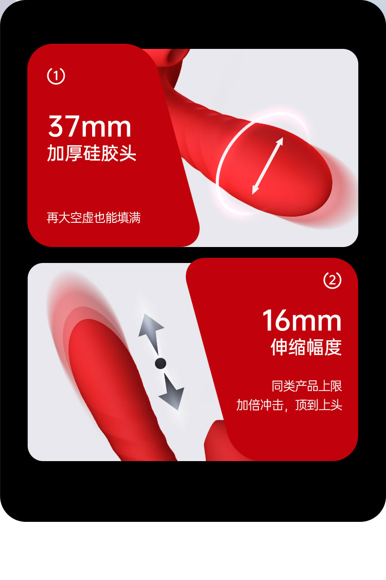 Leten Dildo Đẩy Sưởi 37mm Hút Rung Tự Do