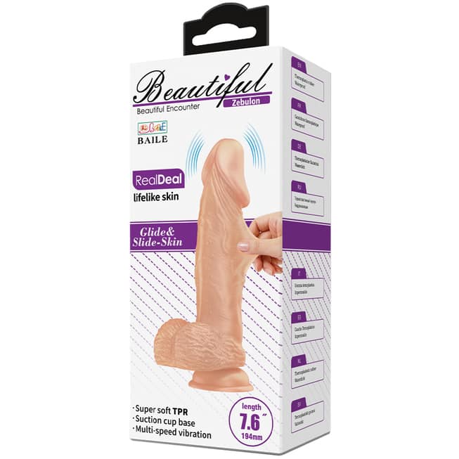 Baile Zebulon dildo da động rung 19.4cm tự nhiên
