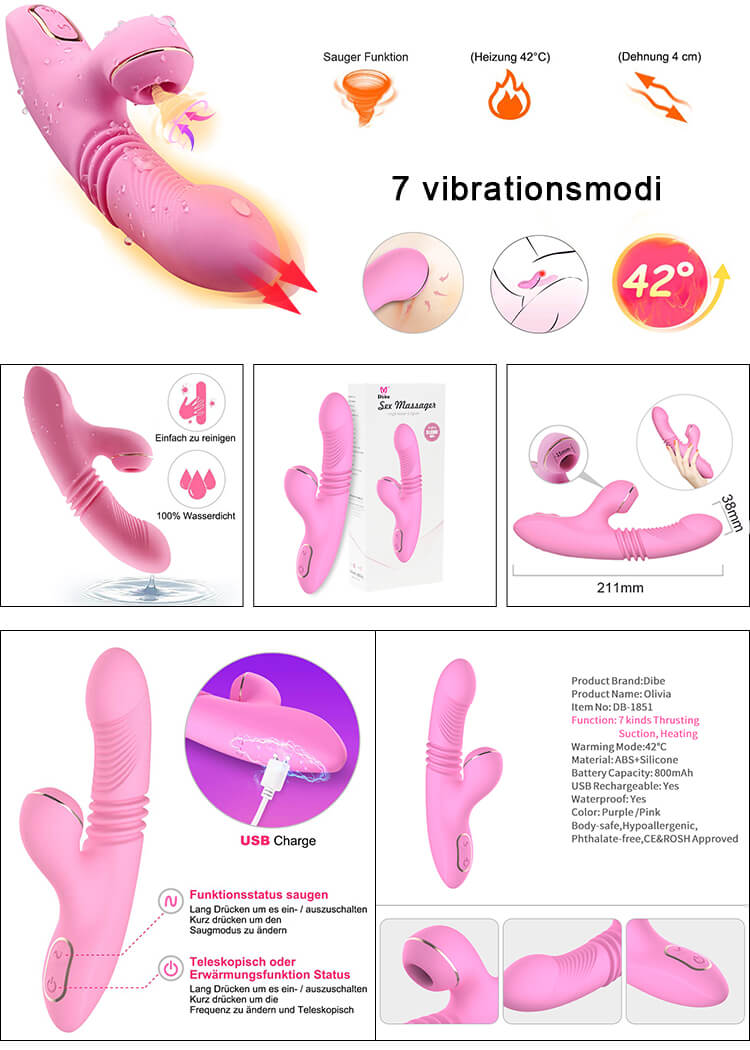 Dildo Olivia Dibe hút giãn G-spot nóng rung đa chiều