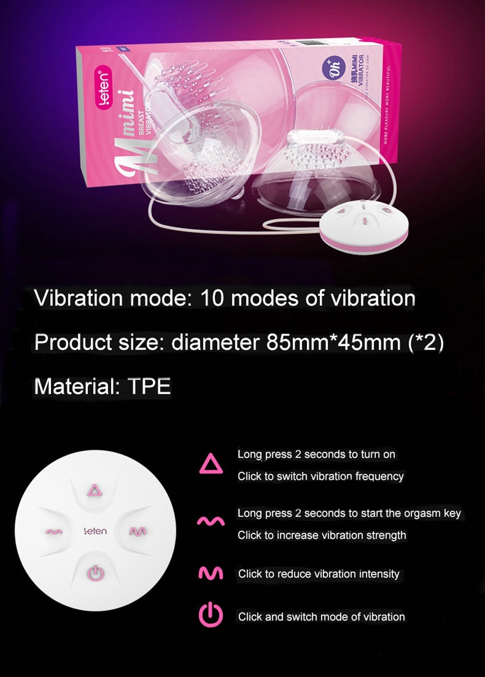 Leten MIMI Bơm Ngực Vibe Hút Thức Tỉnh Ham Muốn Nóng