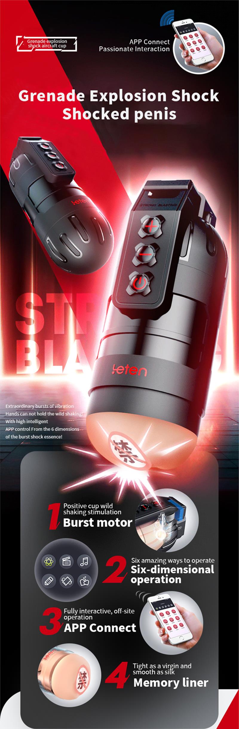 Leten Grenade Masturbator APP Tương Tác Mạnh Thông Minh