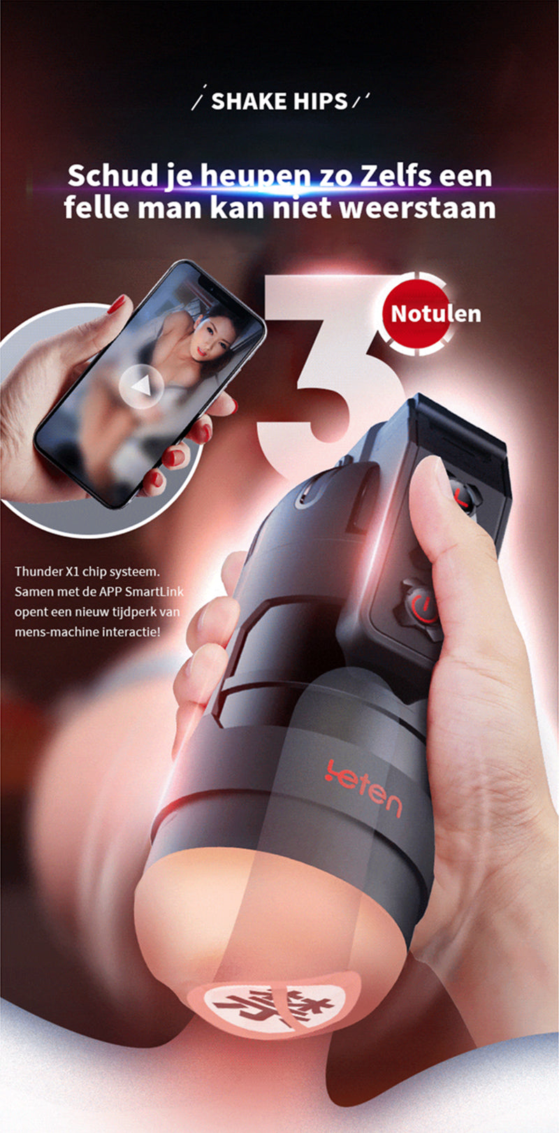 Leten Grenade Masturbator APP Tương Tác Mạnh Thông Minh
