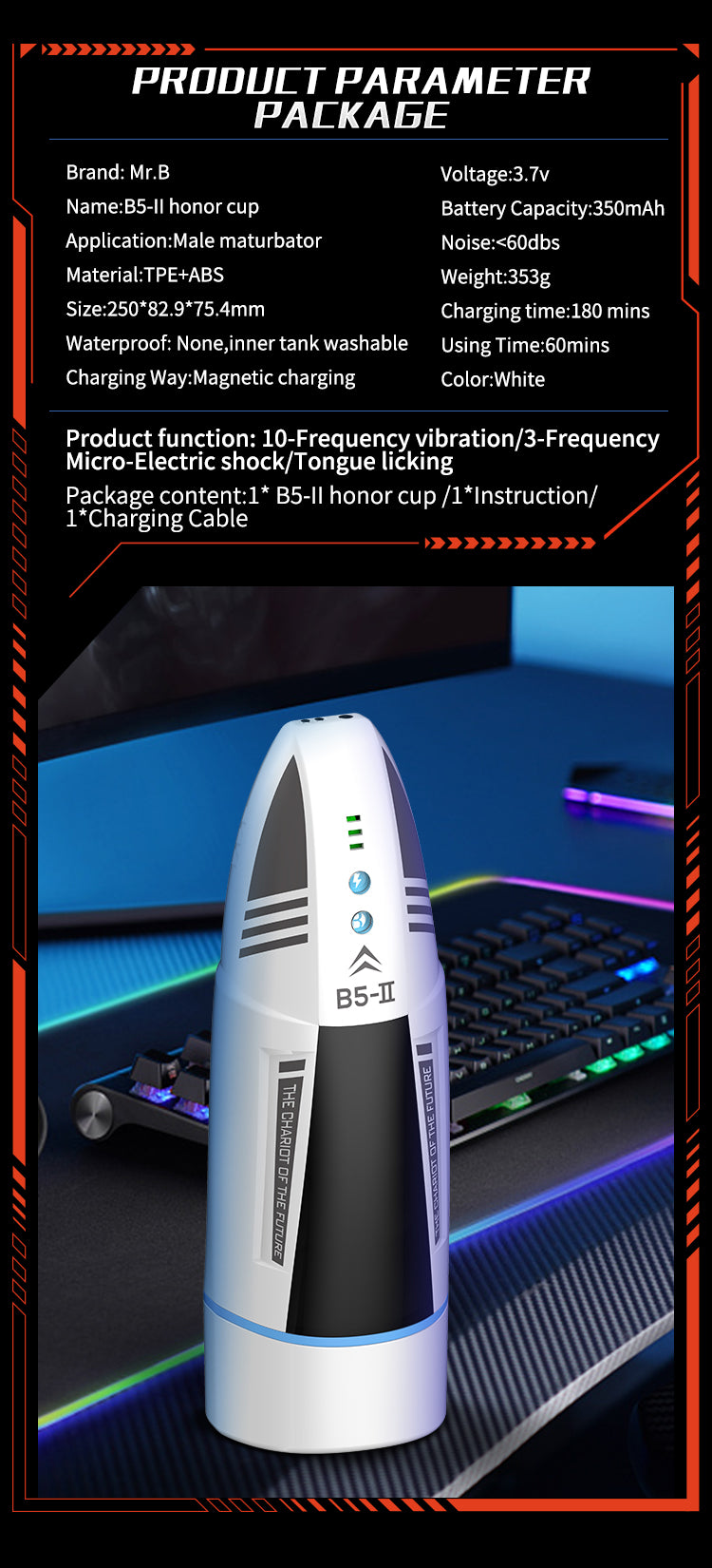 MR B5 Masturbator Liếm Hút Giật Rung 10 Mode Đỉnh