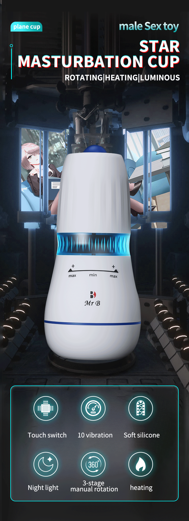 MrB6 Masturbator Nam Tự Động Xoay Nóng Rung Đỉnh