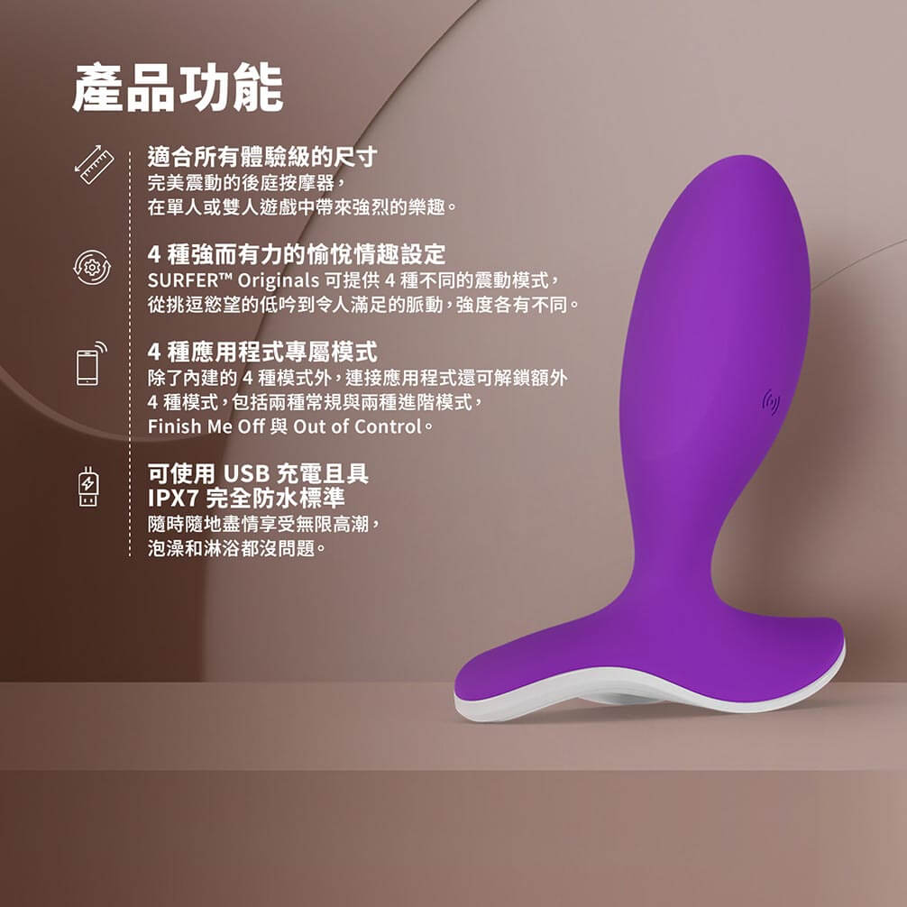 Lelo Surfer Tím APP Massage Tiền Liệt Tuyến 10.3cm Chống Nước