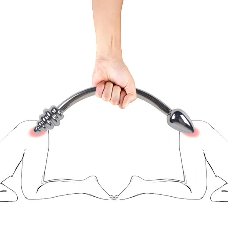 Thép Không Gỉ Dildo Đầu Đôi Anal Lạnh Buốt Bền Vững