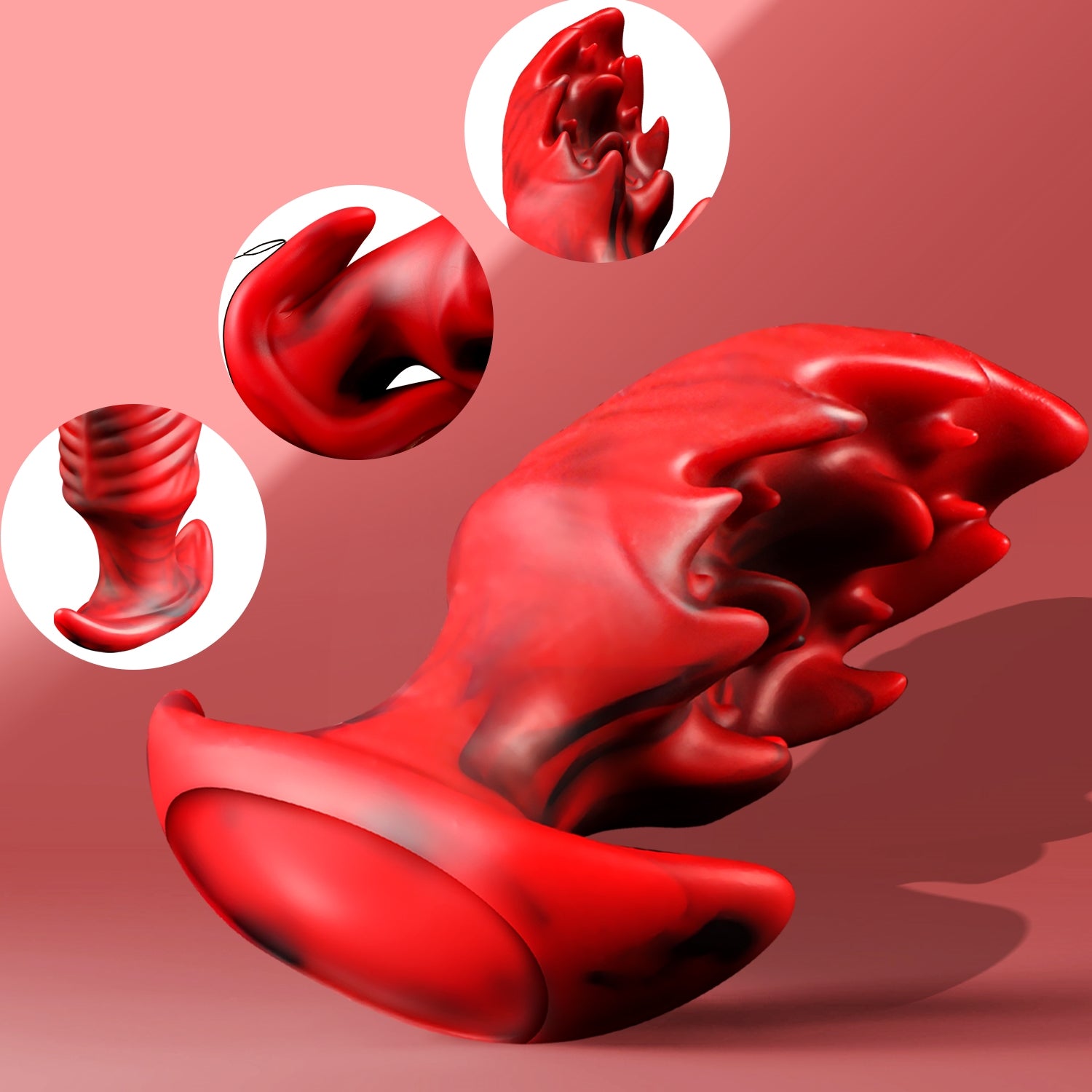 Huge Spiked Plug Đỏ Silicone Khổng Lồ Gai Lồi Mãn Nhục