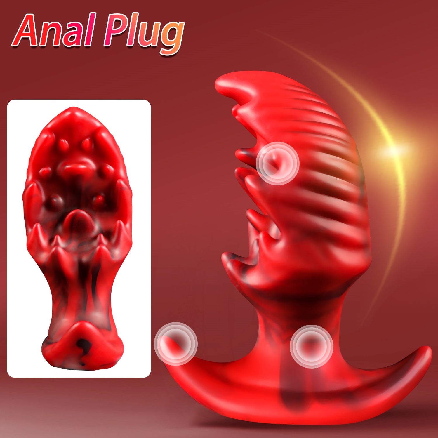 Huge Spiked Plug Đỏ Silicone Khổng Lồ Gai Lồi Mãn Nhục