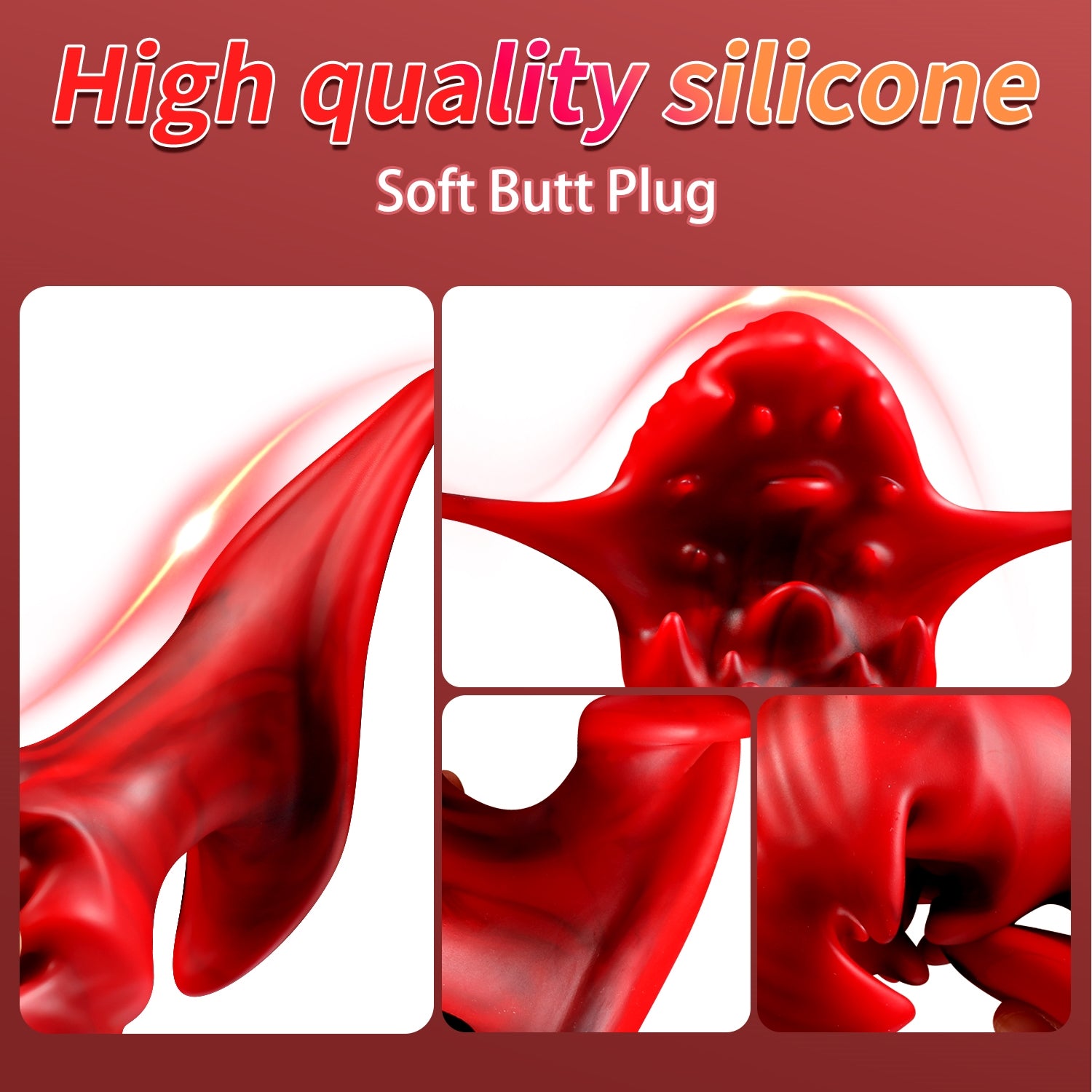 Huge Spiked Plug Đỏ Silicone Khổng Lồ Gai Lồi Mãn Nhục