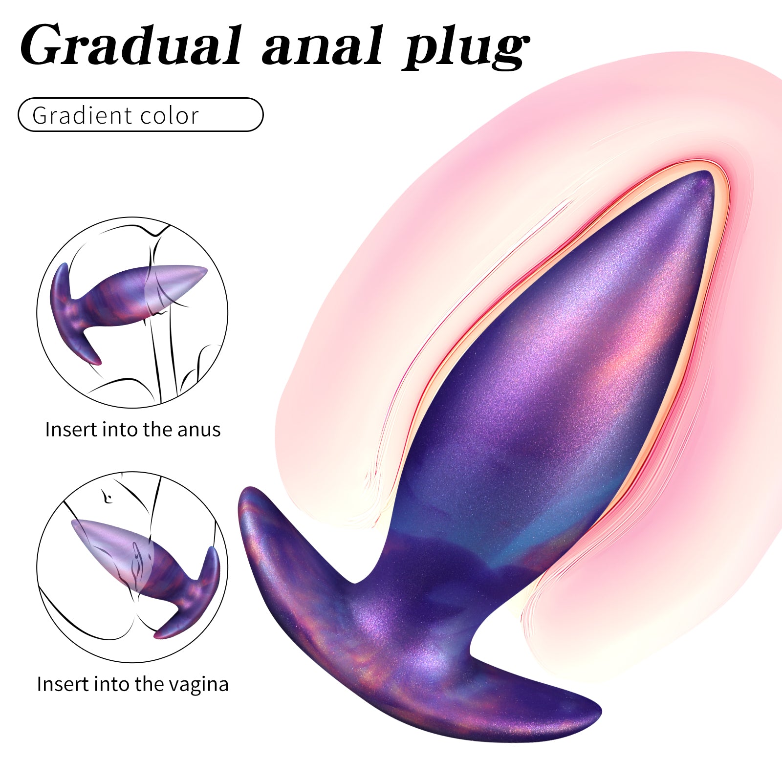 Bộ Plug Hình Nón Tím 5 Cỡ Silicone Mịn Màng Kích Thích Hậu Môn