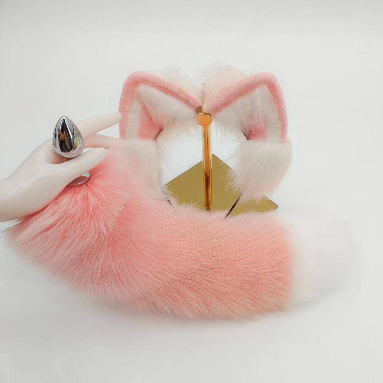 Pink Fox Tail Plug Lông Thật Hồng Dễ Thương