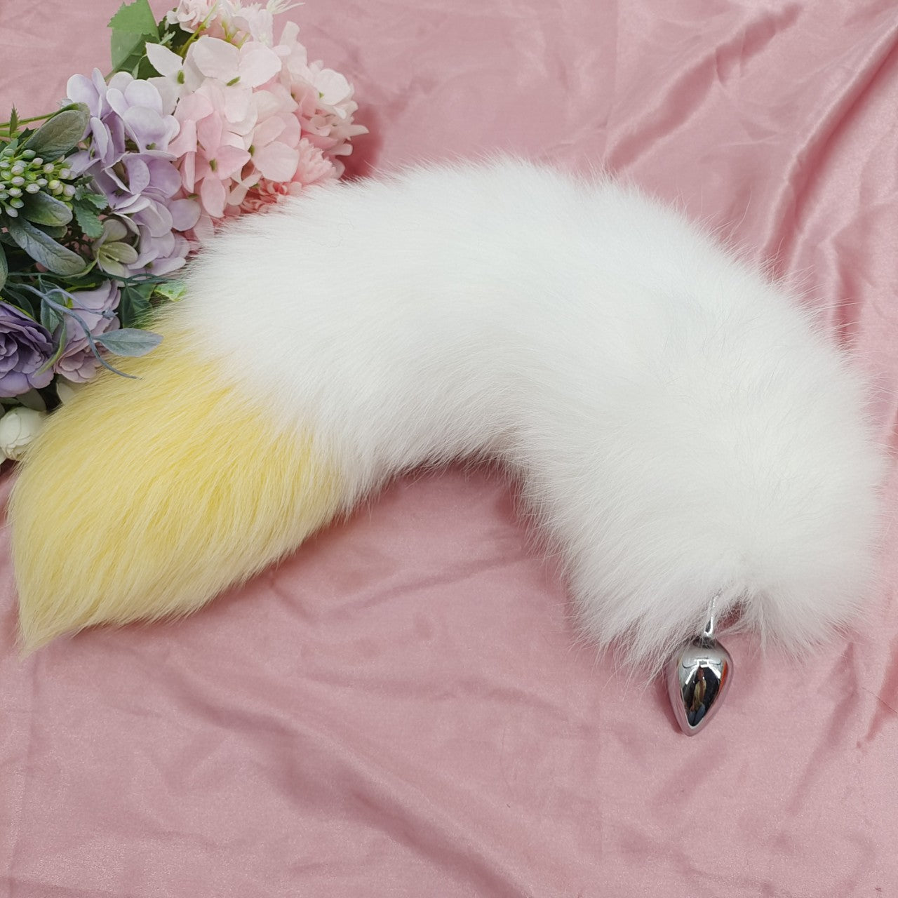 Fox Tail Butt Plug Vàng Trắng Fantasy