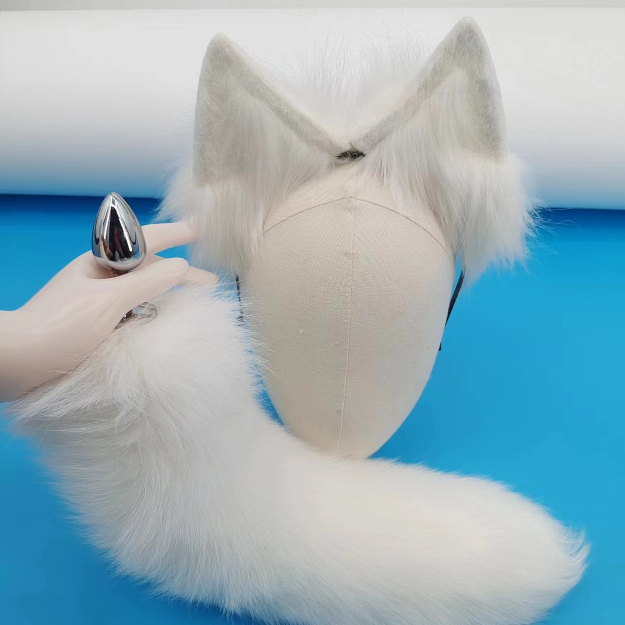 Pure White Fox Tail Butt Plug Lông Thật Trắng Mê Hoặc